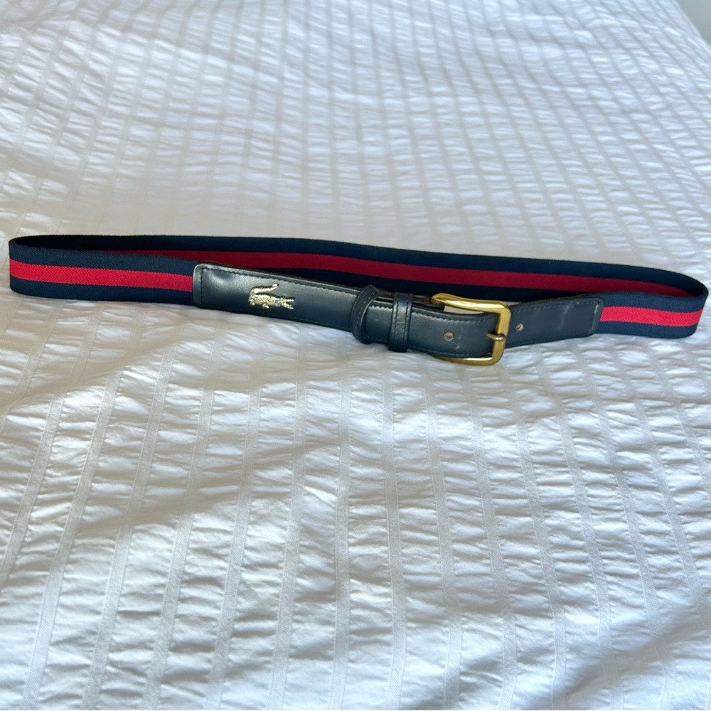 IZOD Lacoste vintage belt with crocodile - navy and red